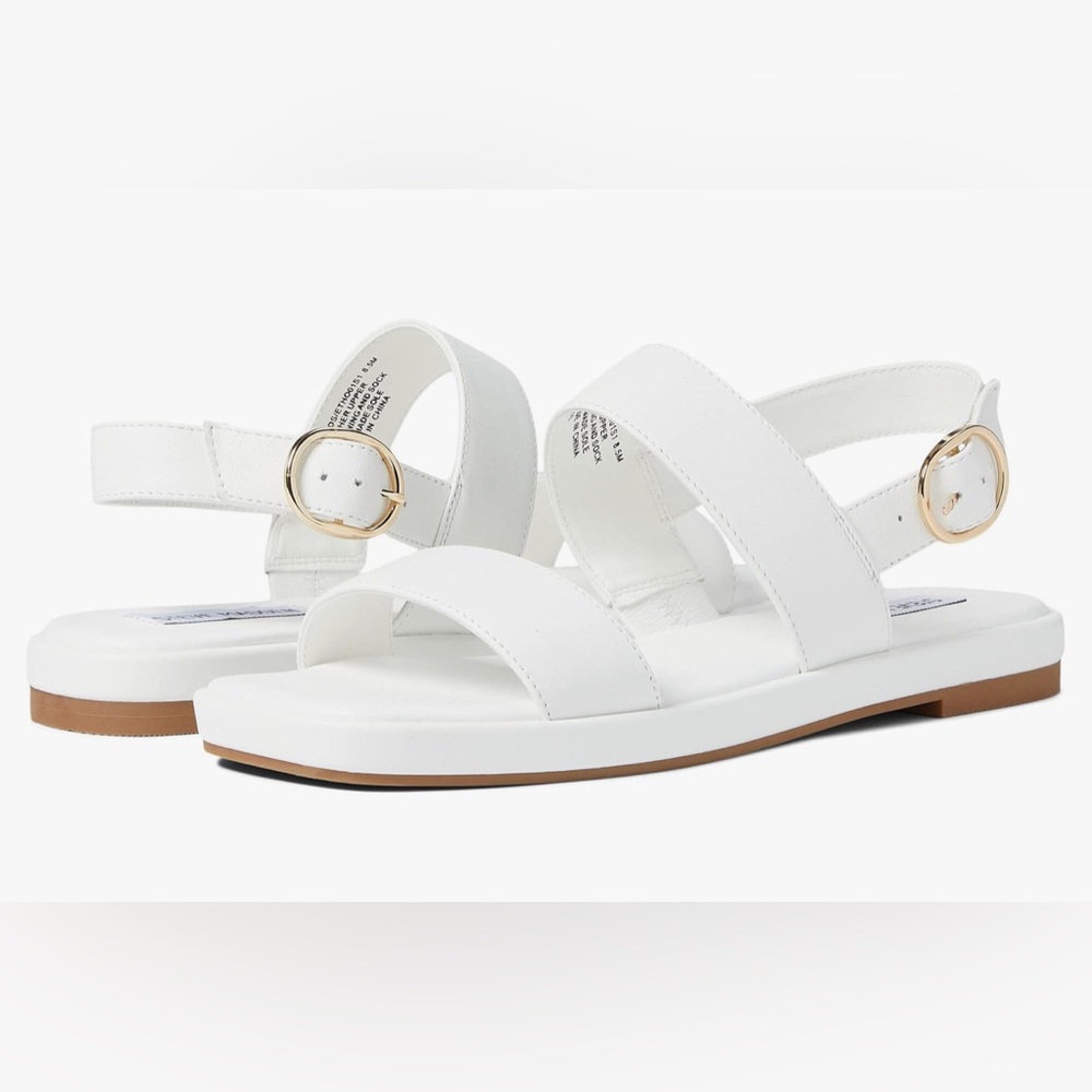NWT • Steve Madden • Women’s White Ethos Adjustable Ankle Strap Sandals • Size 7